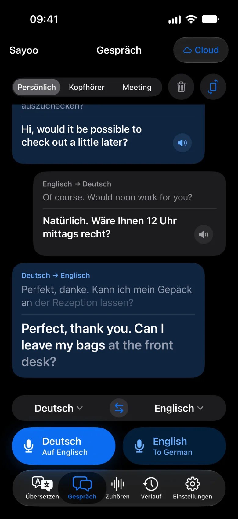Gespräch im Dunkelmodus