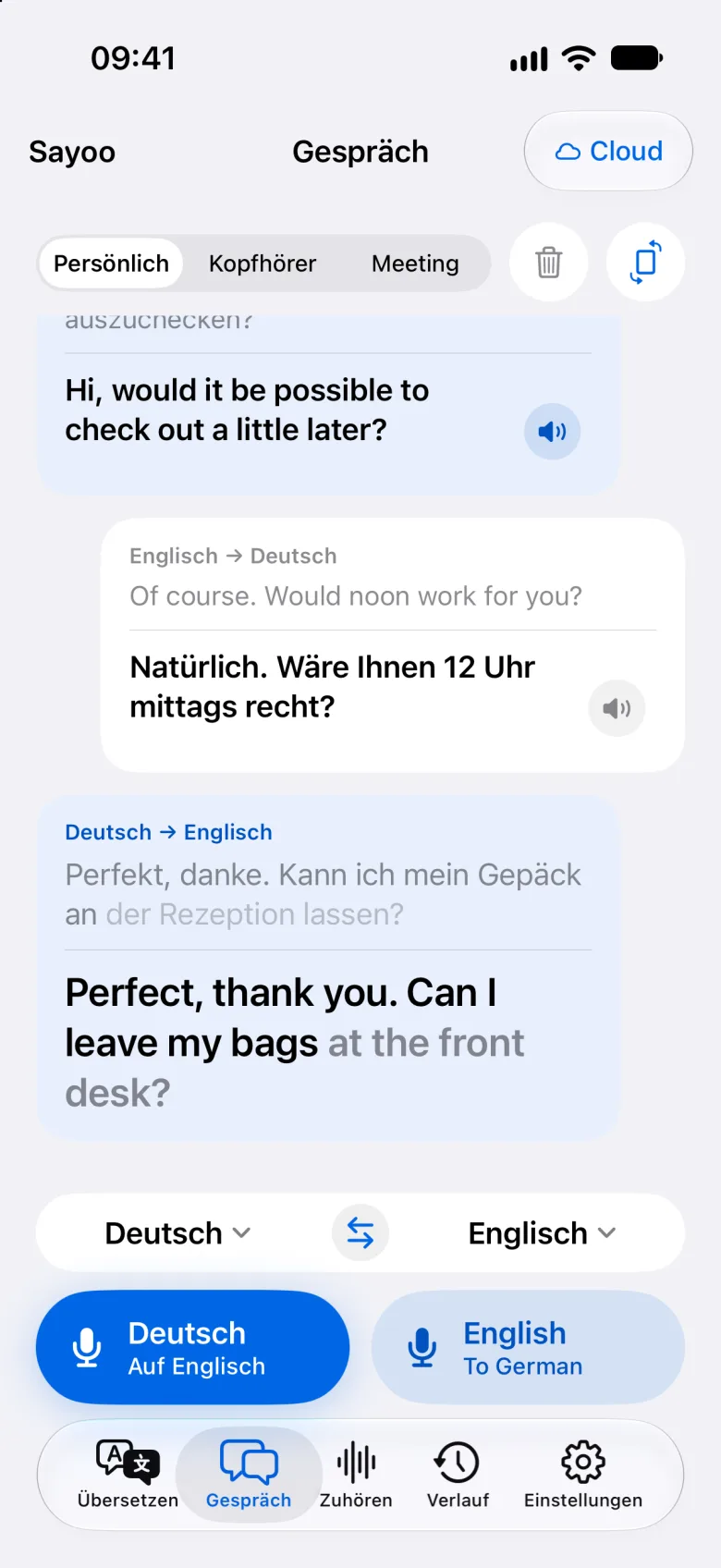 Ein zweisprachiges Gespräch in Sayoo