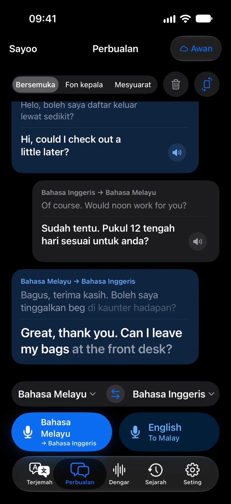 Perbualan dalam mod gelap