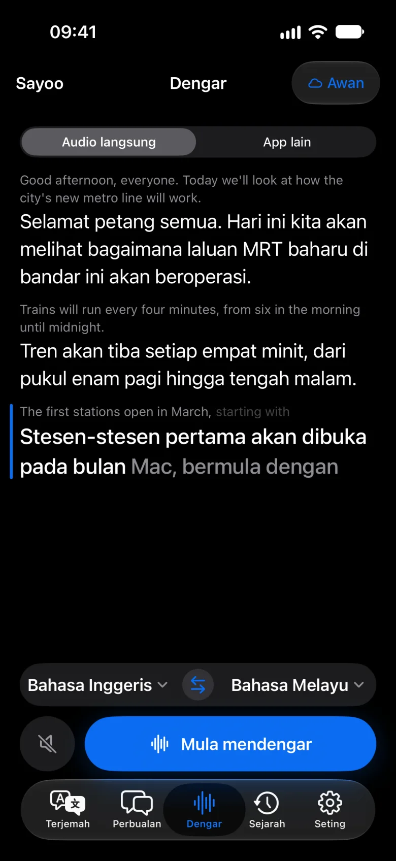 Sari kata langsung semasa mendengar