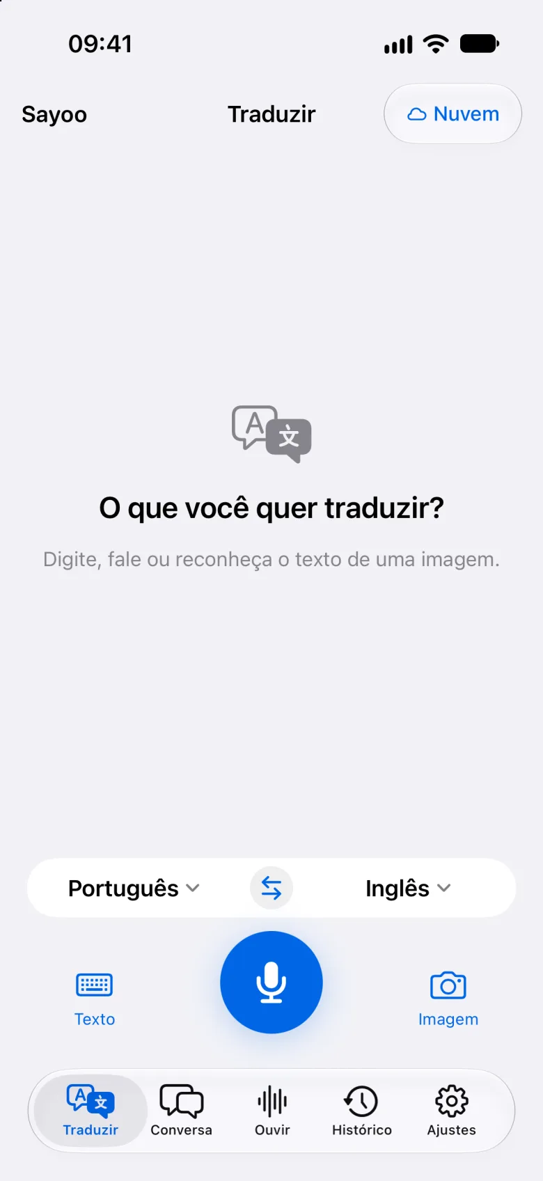 Tradução de texto e voz