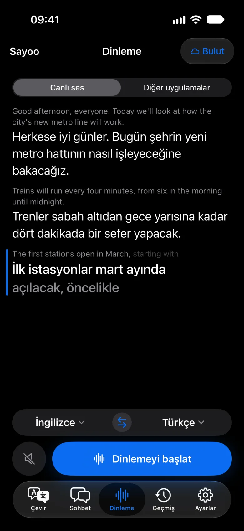Dinlerken canlı altyazılar