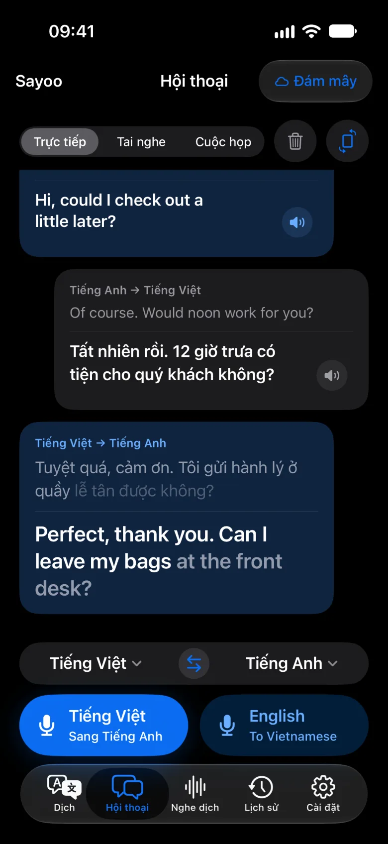 Hội thoại ở chế độ tối